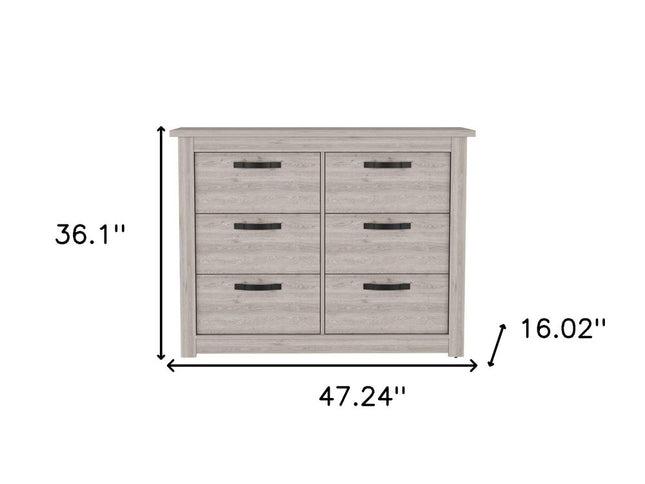 47" Gray Wood Six Drawer Double Dresser