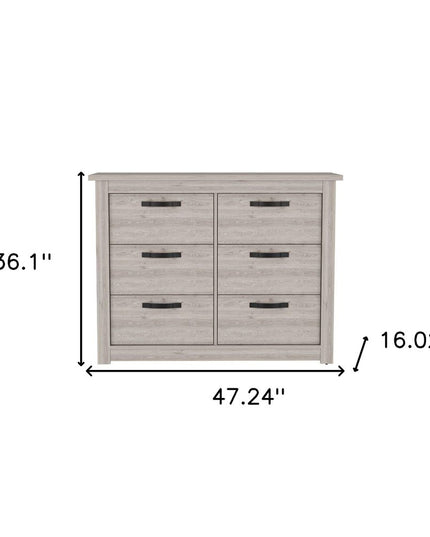 47" Gray Wood Six Drawer Double Dresser