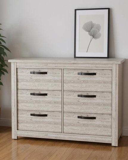 47" Gray Wood Six Drawer Double Dresser