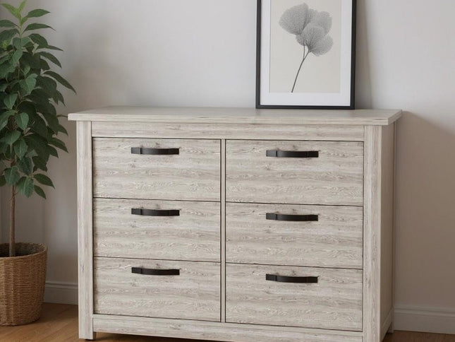 47" Gray Wood Six Drawer Double Dresser