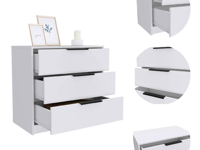 28" White Three Drawer Standard Chest