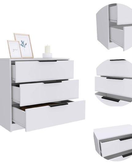 28" White Three Drawer Standard Chest