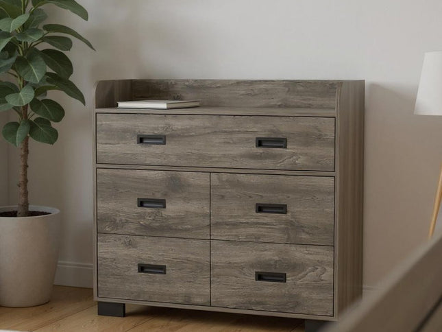 33" Dark Brown Manufactured Wood Five Drawer Dresser