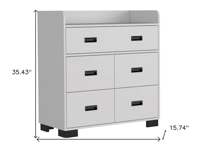 33" Dark Brown Manufactured Wood Five Drawer Dresser