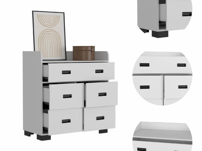 33" Dark Brown Manufactured Wood Five Drawer Dresser