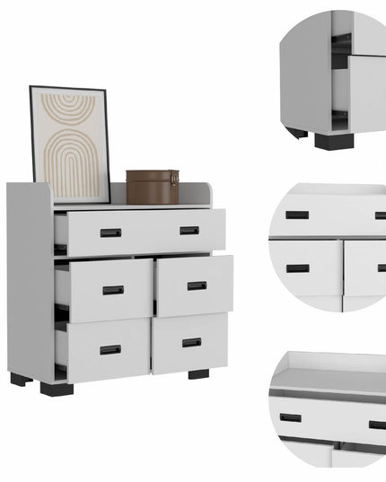 33" Dark Brown Manufactured Wood Five Drawer Dresser