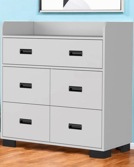 33" Dark Brown Manufactured Wood Five Drawer Dresser