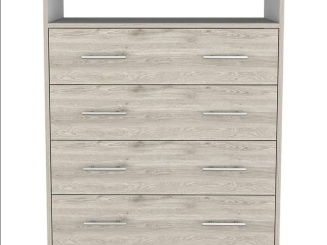 33" Light Grey Manufactured Wood Four Drawer Dresser