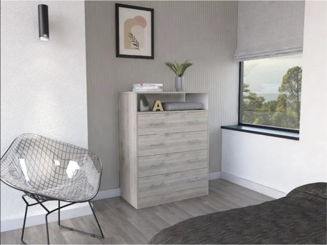 33" Light Grey Manufactured Wood Four Drawer Dresser