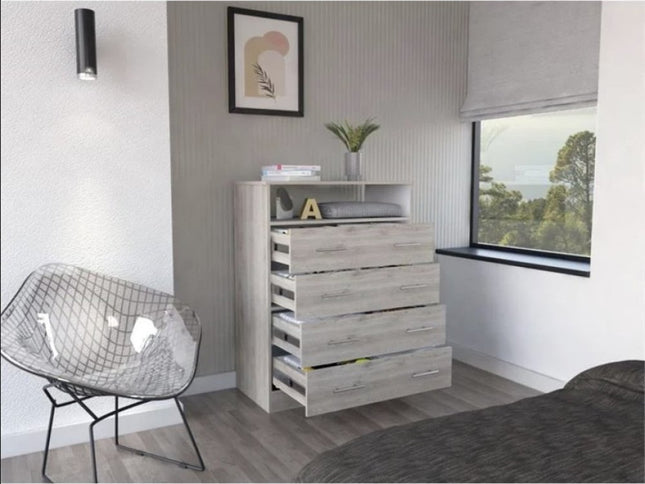 33" Light Grey Manufactured Wood Four Drawer Dresser