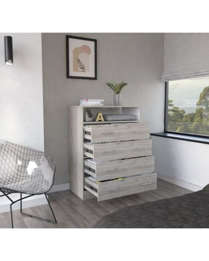 33" Light Grey Manufactured Wood Four Drawer Dresser