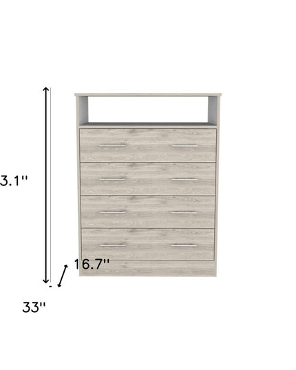33" Light Grey Manufactured Wood Four Drawer Dresser