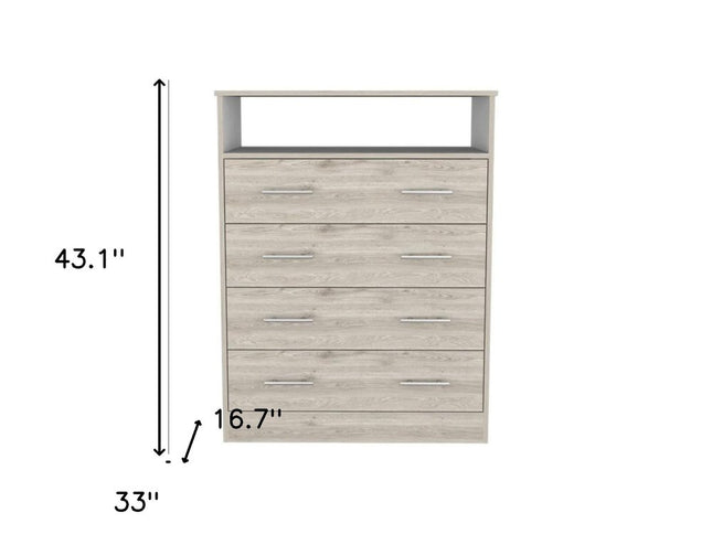 33" Light Grey Manufactured Wood Four Drawer Dresser