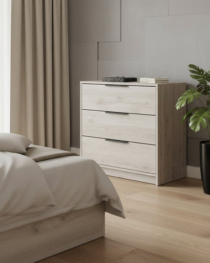 28" Light Gray Wood Three Drawer Dresser