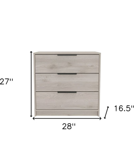 28" Light Gray Wood Three Drawer Dresser
