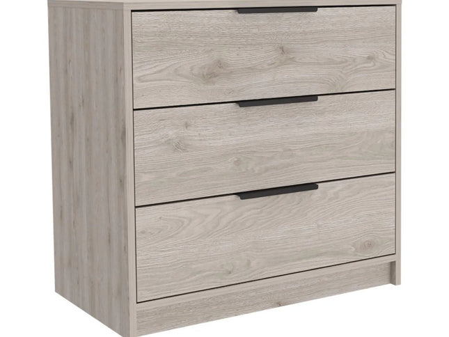 28" Light Gray Wood Three Drawer Dresser