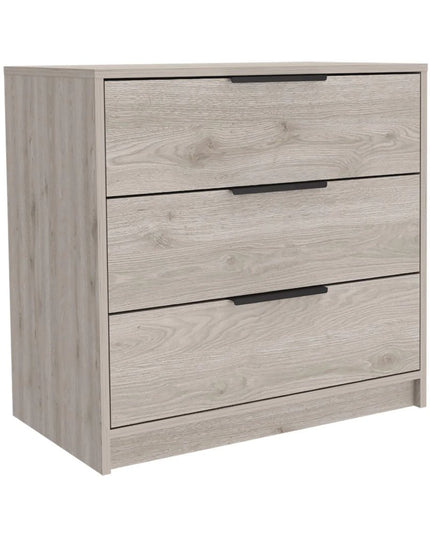 28" Light Gray Wood Three Drawer Dresser