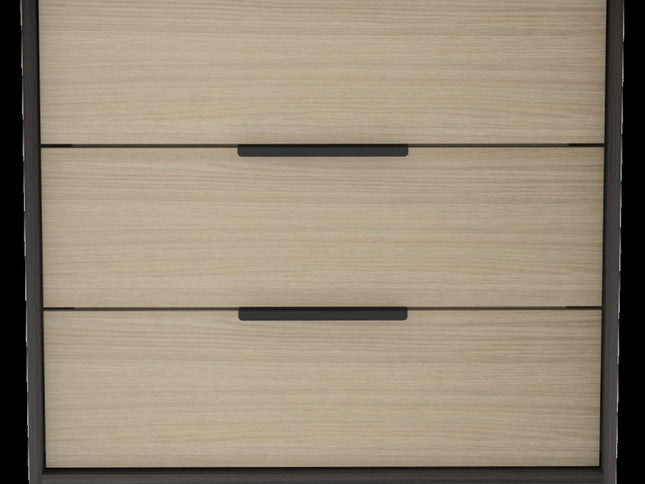 28" Brown And Black Three Drawer Dresser