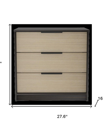 28" Brown And Black Three Drawer Dresser