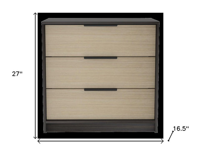 28" Brown And Black Three Drawer Dresser