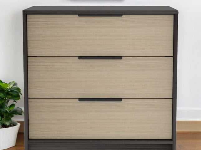 28" Brown And Black Three Drawer Dresser