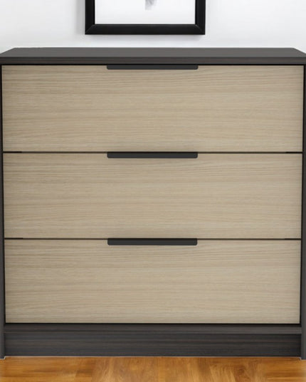 28" Brown And Black Three Drawer Dresser