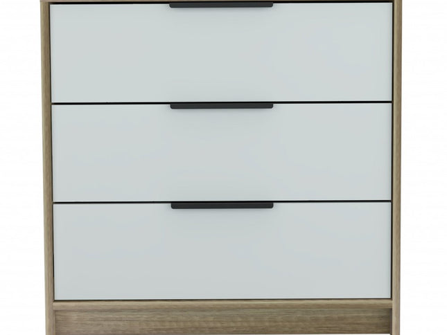 28" Brown And White Three Drawer Dresser