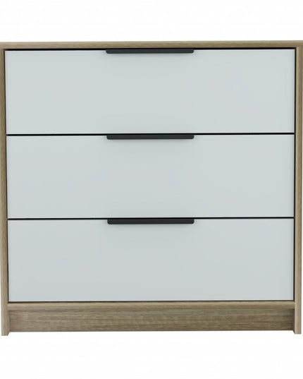 28" Brown And White Three Drawer Dresser