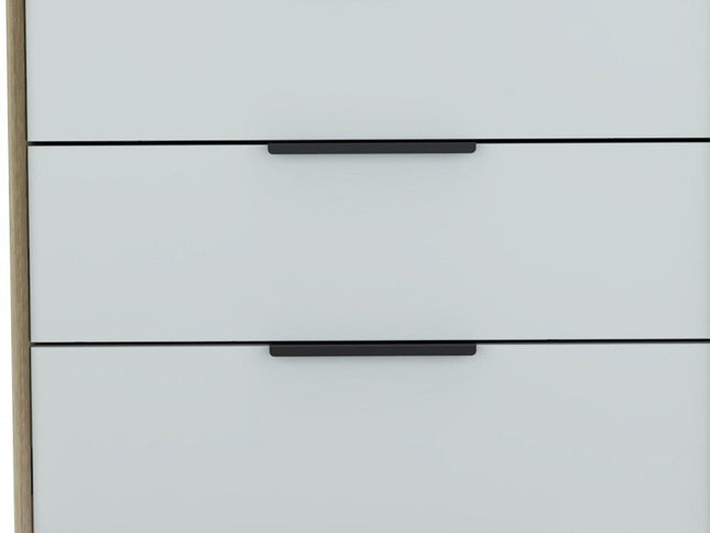 28" Brown And White Three Drawer Dresser