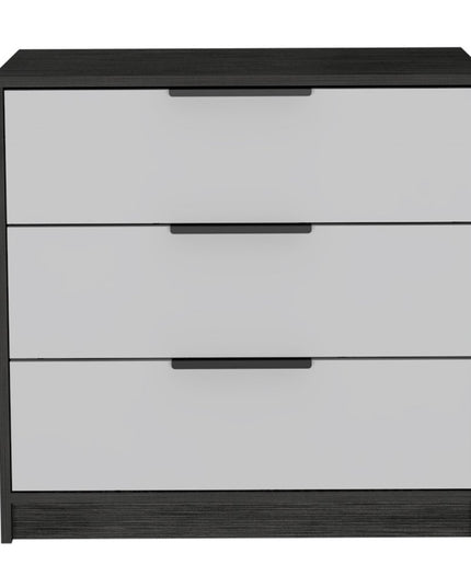 28" White And Smokey Oak Manufactured Wood Three Drawer Dresser