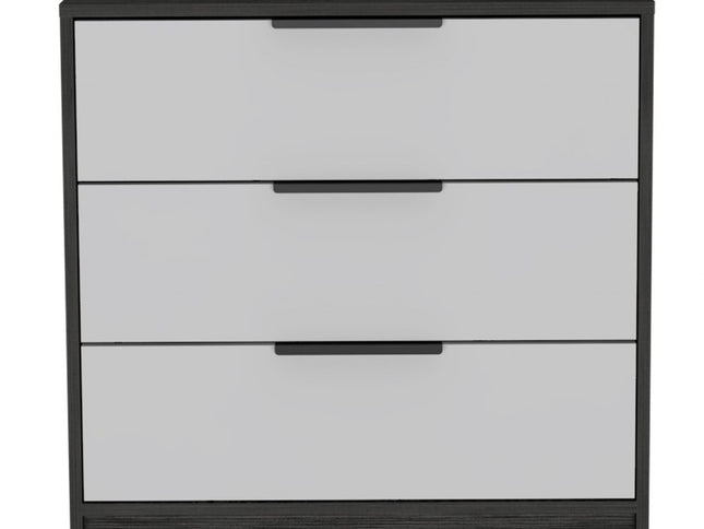 28" White And Smokey Oak Manufactured Wood Three Drawer Dresser