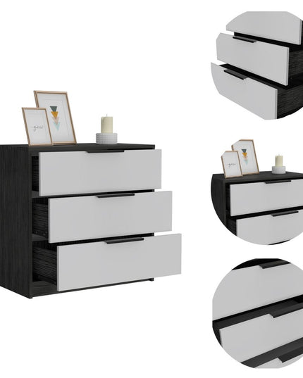 28" White And Smokey Oak Manufactured Wood Three Drawer Dresser