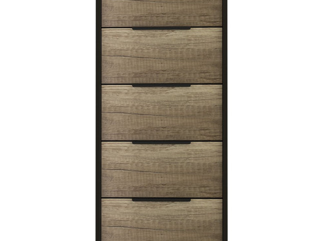 42" Black And Light Oak Manufactured Wood Five Drawer Chest