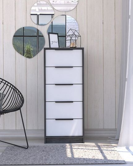 28" White And Smokey Oak Manufactured Wood Three Drawer Dresser