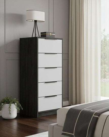 28" White And Smokey Oak Manufactured Wood Three Drawer Dresser