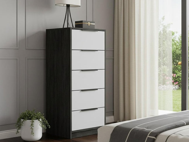 28" White And Smokey Oak Manufactured Wood Three Drawer Dresser