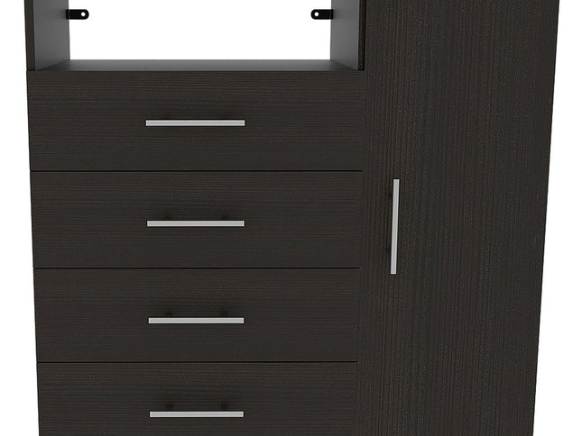 36" Black Manufactured Wood Four Drawer Combo Dresser