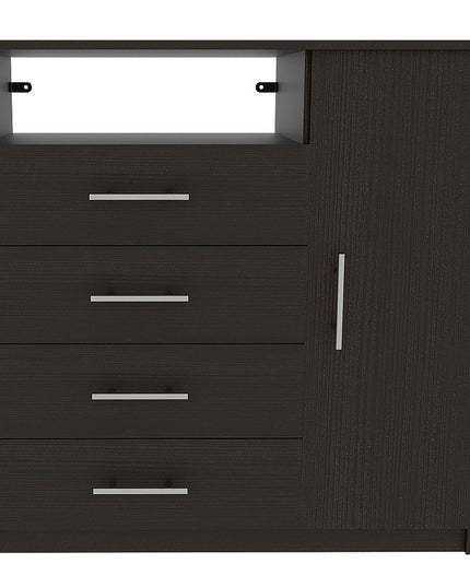 36" Black Manufactured Wood Four Drawer Combo Dresser