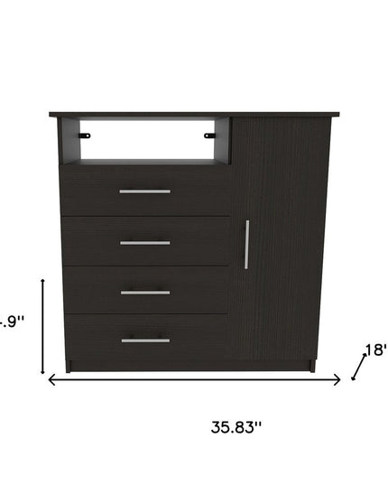 36" Black Manufactured Wood Four Drawer Combo Dresser