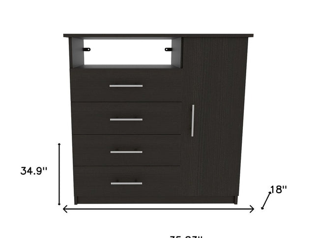 36" Black Manufactured Wood Four Drawer Combo Dresser