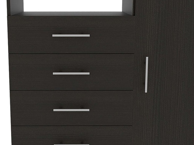 36" Black Manufactured Wood Four Drawer Combo Dresser