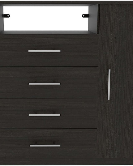 36" Black Manufactured Wood Four Drawer Combo Dresser