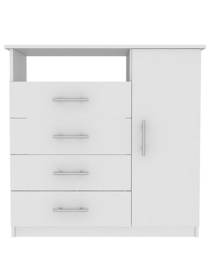 36" White Manufactured Wood Four Drawer Combo Dresser