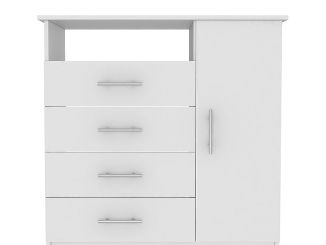 36" White Manufactured Wood Four Drawer Combo Dresser