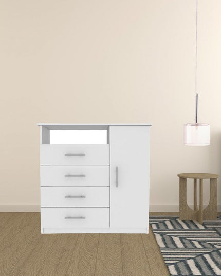 36" White Manufactured Wood Four Drawer Combo Dresser