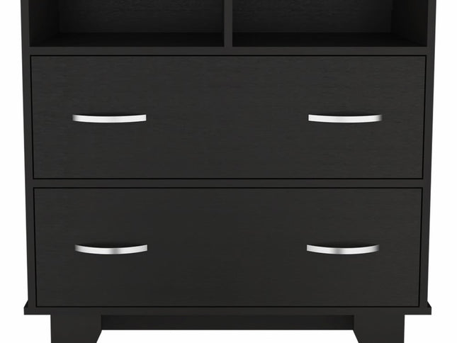 32" Black Manufactured Wood Two Drawer Dresser