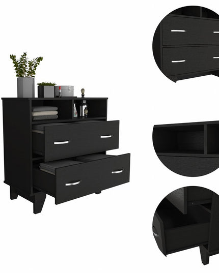 32" Black Manufactured Wood Two Drawer Dresser