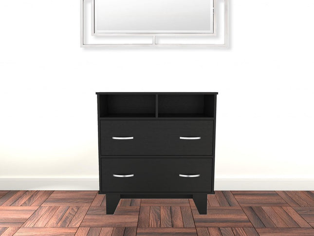 32" Black Manufactured Wood Two Drawer Dresser