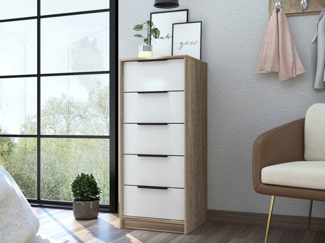 28" Brown And White Three Drawer Dresser