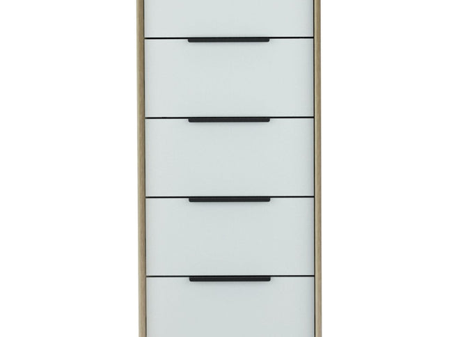 28" Brown And White Three Drawer Dresser